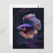 Belle carte postale de poisson Abstrait violet (Devant / Derrière)