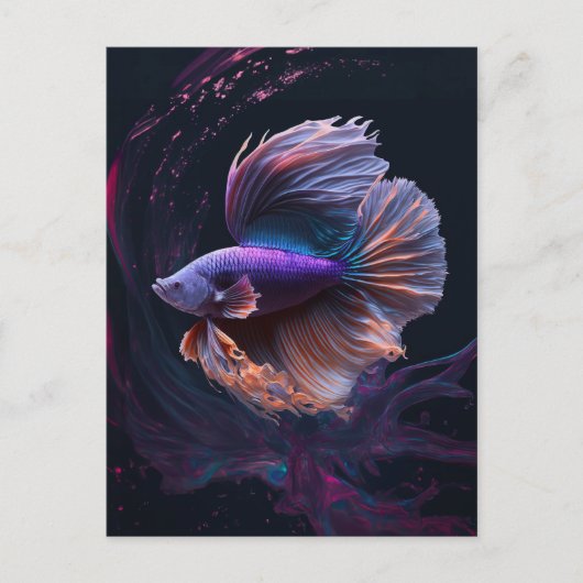 Belle carte postale de poisson Abstrait violet (Devant)