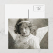 Belle carte postale fille ange Vintage (Devant / Derrière)