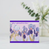 Belle carte postale Irises Watercolor (Debout devant)