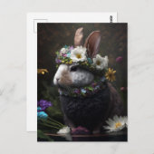 Belle carte postale Rabbit Floral (Devant / Derrière)