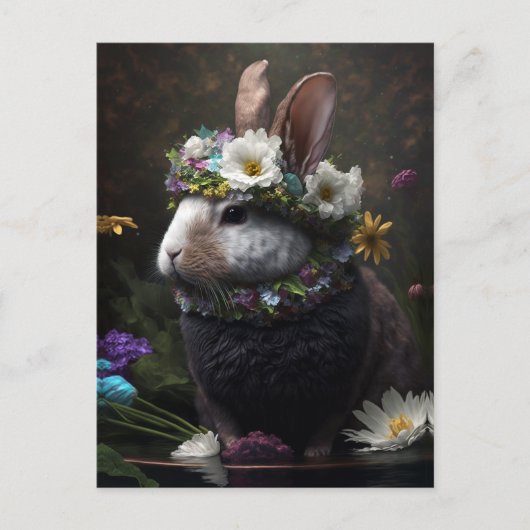 Belle carte postale Rabbit Floral (Devant)