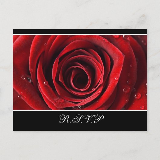 Belle carte postale RSVP de mariage rouge - Noir (Devant)