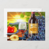 belle carte postale vin et raisin (Devant / Derrière)
