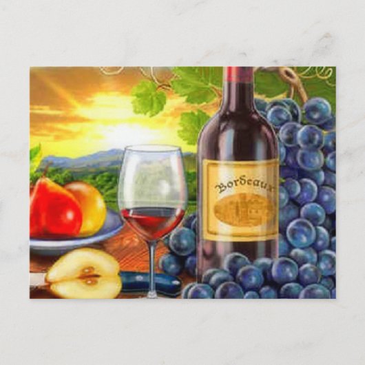 belle carte postale vin et raisin (Devant)