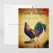 Belle carte postale Vintage Golden Rooster (Devant / Derrière)