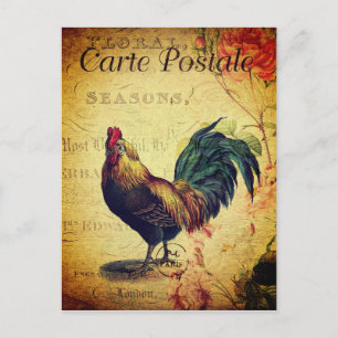 Belle carte postale Vintage Golden Rooster