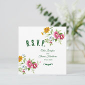 Belle carte RSVP de mariage Fleurs de printemps (Debout devant)