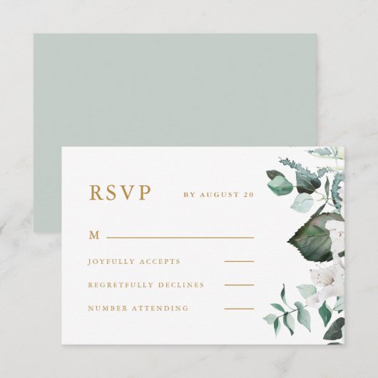 Belle carte RSVP de mariage floral blanc (Devant / Derrière)