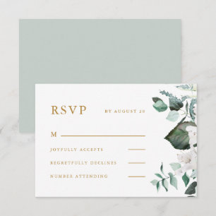 Belle carte RSVP de mariage floral blanc