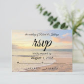 Belle carte RSVP de mariage Hawaiian Beach (Debout devant)