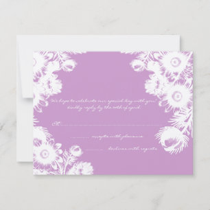 Belle carte RSVP de mariage Vintage Fleur Noire