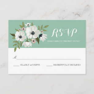 Belle carte RSVP Floral - menthe