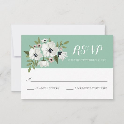 Belle carte RSVP Floral - menthe (Devant)