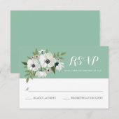 Belle carte RSVP Floral - menthe (Devant / Derrière)