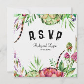 Belle carte RSVP mariage Succulents (Devant)