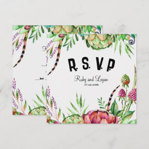 Belle carte RSVP mariage Succulents