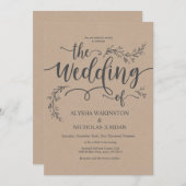 Belle carte rustique de faire-part de mariage (Devant / Derrière)