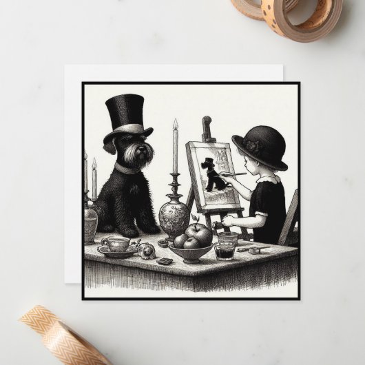 Belle carte Schnauzer (Devant/Arrière en situation)