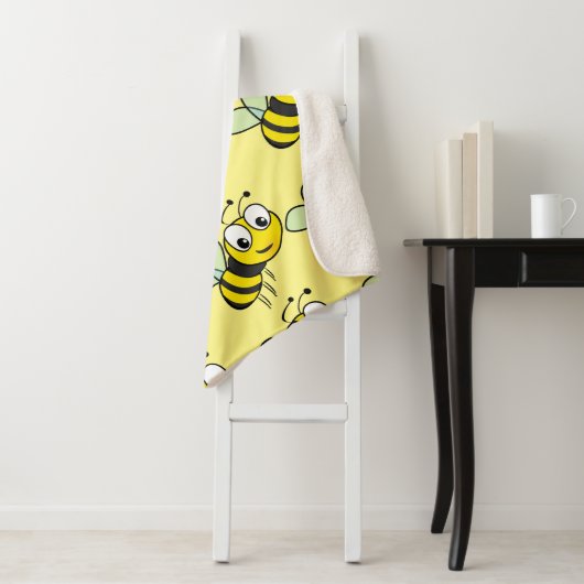 Belle Cartoon Bees Petite couverture Sherpa (En situation)