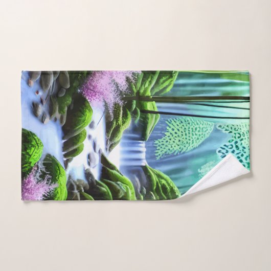 Belle Cascade Forêt Flux Faune Flore (Serviette à main)