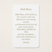 Belle Catholique En Mémoire Hail Mary Prayer Card (Dos)