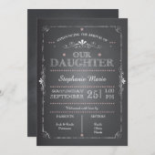 Belle Chalkboard Baby Girl Faire-part de naissance (Devant / Derrière)