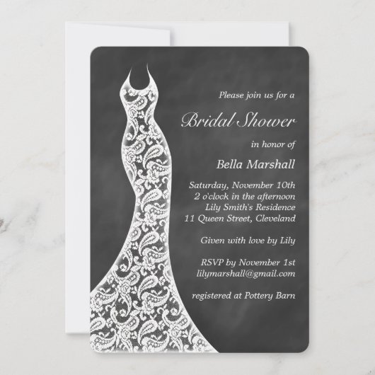 Belle Chalkboard Bridal Shower Invitation (Devant)