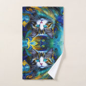 Belle Chat Mystique en Blues et Golds (Serviette à main)