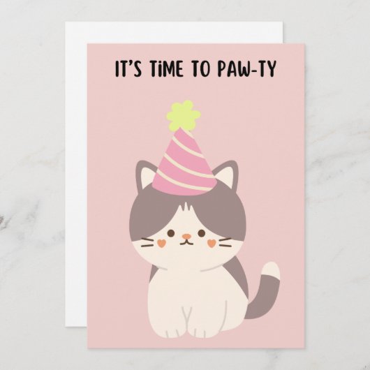 Belle chatte avec carte d'anniversaire casquette d (Devant / Derrière)