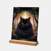 Belle chatte noire et fluide aux yeux dorés (Angle)