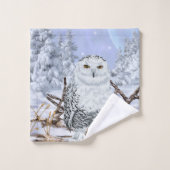 Belle Chouette neigeuse en neige Imprimer (Gant de toilette)