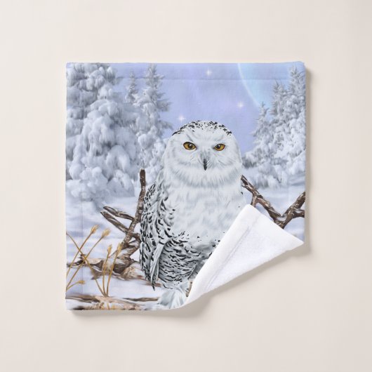 Belle Chouette neigeuse en neige Imprimer (Gant de toilette)