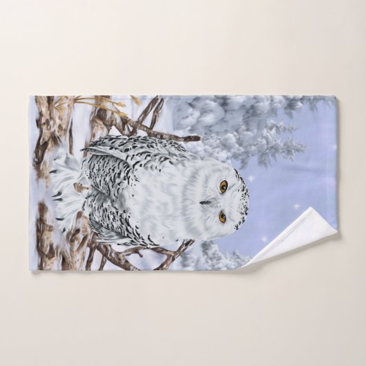 Belle Chouette neigeuse en neige Imprimer (Serviette à main)