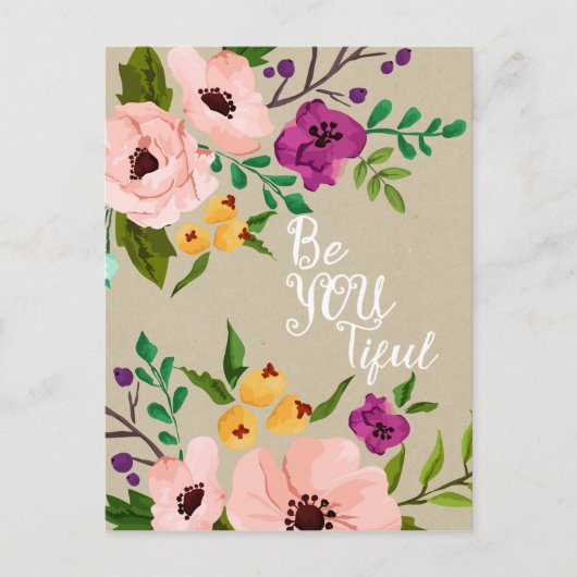 belle citation florale Be You Tiere carte postale (Devant)