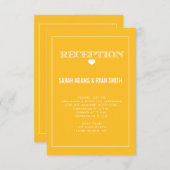 Belle Coeur Jaune Mariage Réception Invitation (Devant / Derrière)