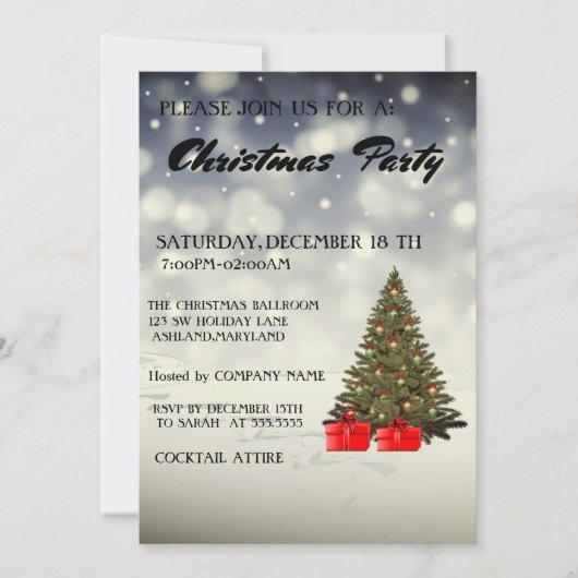 Belle, Cool, Sparkly Christmas Tree Invitation (Devant)