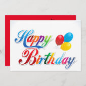 belle couleur joyeuse carte de ballons d'anniversa (Devant / Derrière)