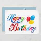 belle couleur joyeuse carte de ballons d'anniversa (Devant / Derrière)