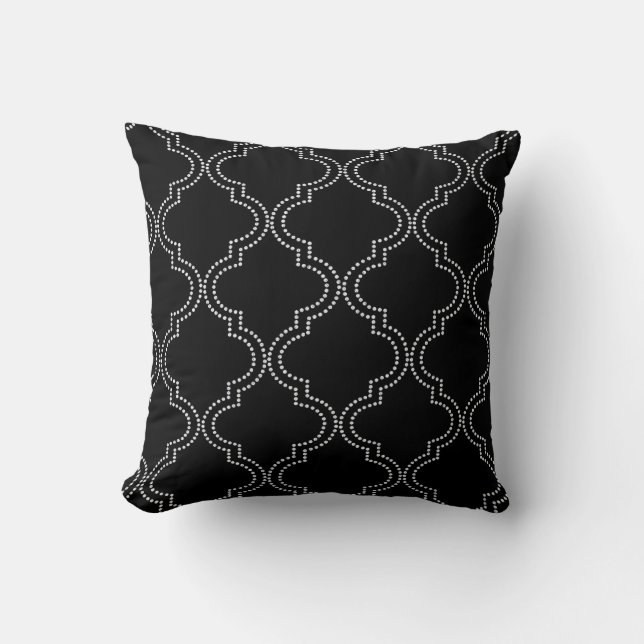 Belle Coussin de jet Quatrefeuille Noir (Recto)