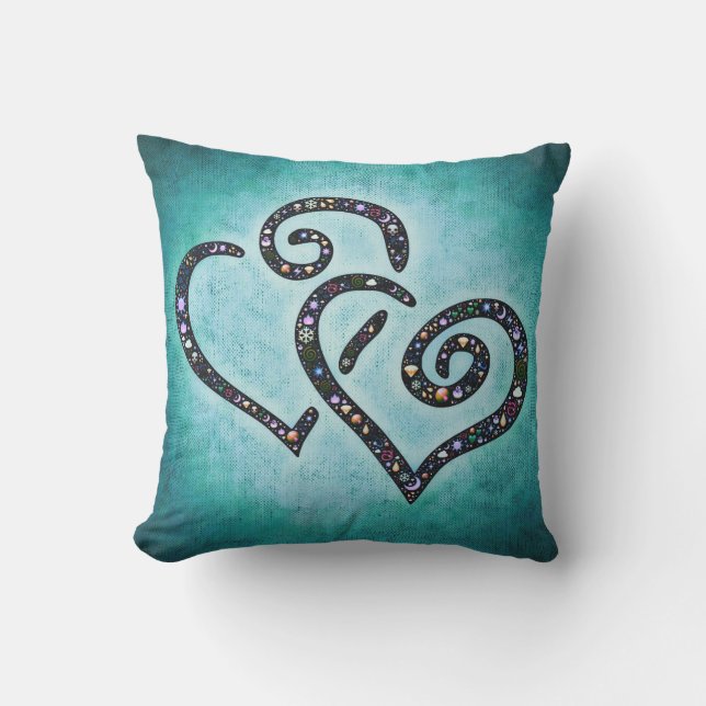 Belle Coussin double coeur bleu (Recto)