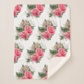 Belle couverture Sherpa aux roses rouges (Devant)