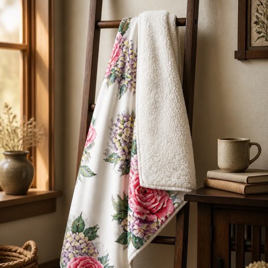 Belle couverture Sherpa aux roses rouges