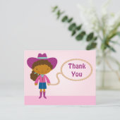 Belle cowgirl lasso fille merci carte postale (Debout devant)