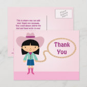 Belle cowgirl lasso fille merci carte postale (Devant / Derrière)