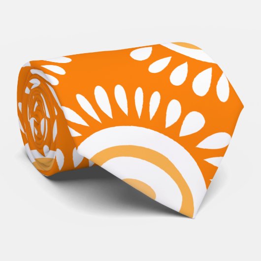 Belle Cravate de fleurs funky orange (Roulé)