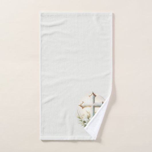 Belle Croix de Pâques avec Lys de Pâques (Serviette à main)