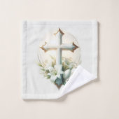 Belle Croix de Pâques avec Lys de Pâques (Gant de toilette)