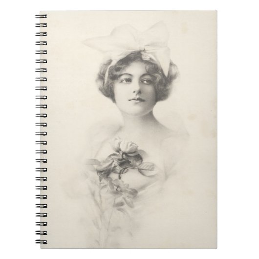 Belle dame avec un Carnet Floral Rose (Devant)