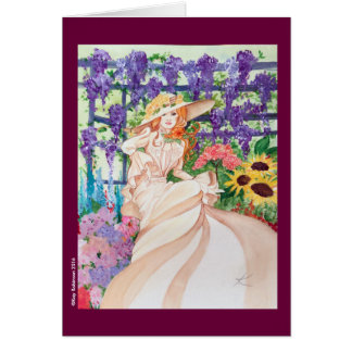 Belle dame de victorian dans son jardin